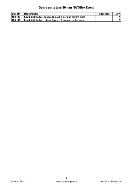 Spare parts legs 50 mm NIVOflex Event-NIVOflex-Concert Gear