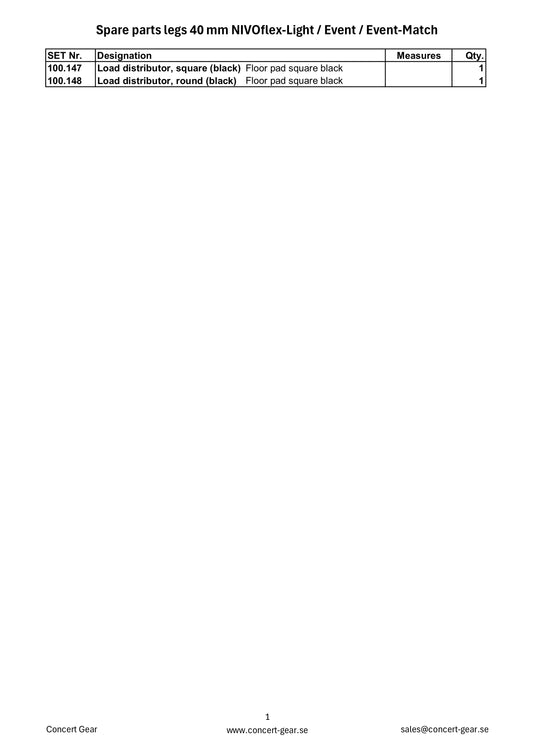 Spare parts legs 40 mm NIVOflex Light/Event/Event-Match-NIVOflex-Concert Gear