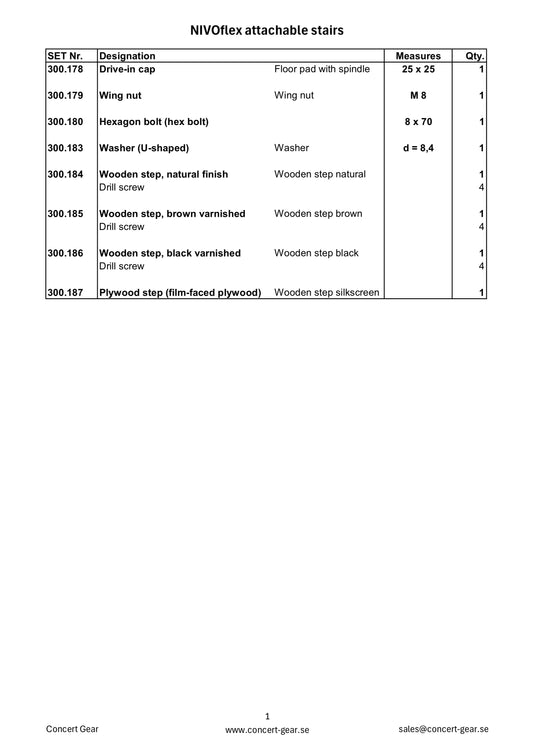 NIVOflex attachable stairs spare parts-NIVOflex-Concert Gear