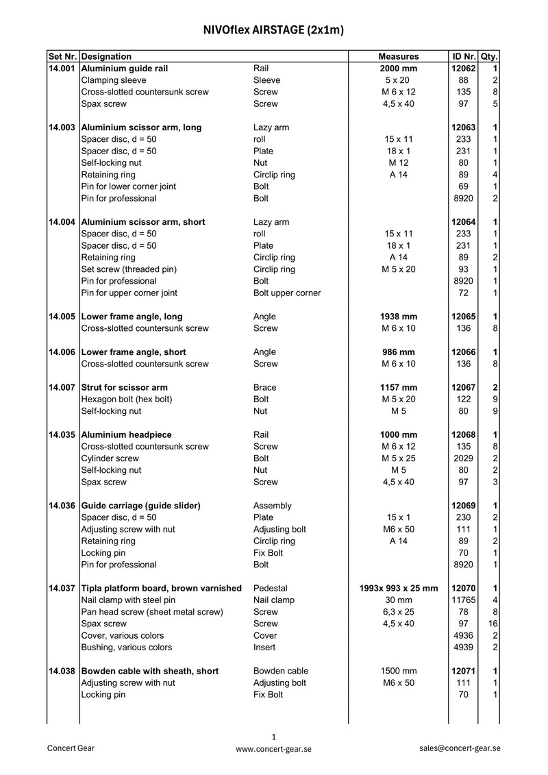 Load image into Gallery viewer, Spare parts NIVOflex Airstage 2x1 m-NIVOflex-Concert Gear