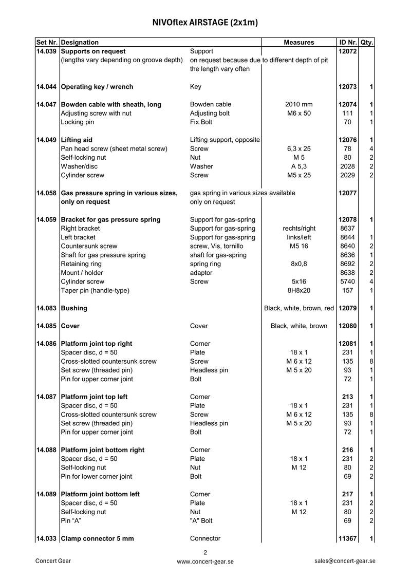 Load image into Gallery viewer, Spare parts NIVOflex Airstage 2x1 m-NIVOflex-Concert Gear