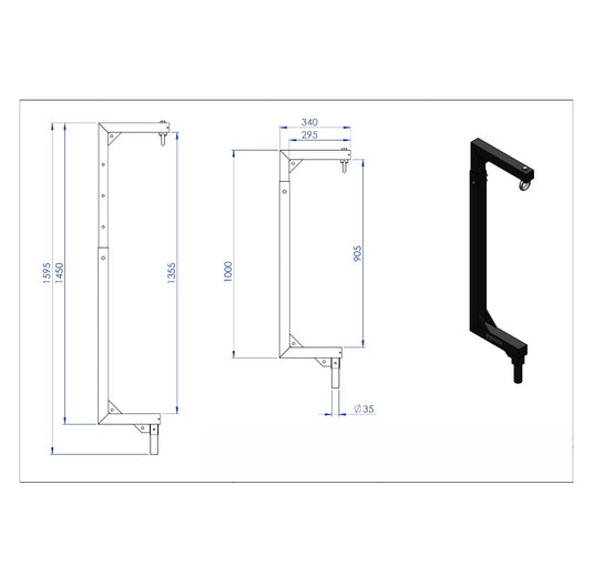 AC-567B | Telescopic "C"-shaped support for audio systems. Max. Load: 110kg. Black colour (MEGARA/ ELV Series)-FENIX Stage-Concert Gear