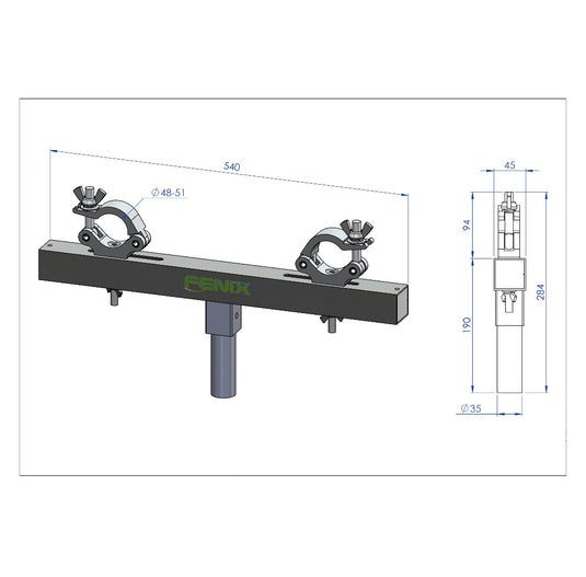 AC-535/ AC-535B | Mobile stand for truss with clamps for truss up to 40 cm (MEGARA/ ELV series)-FENIX Stage-Concert Gear