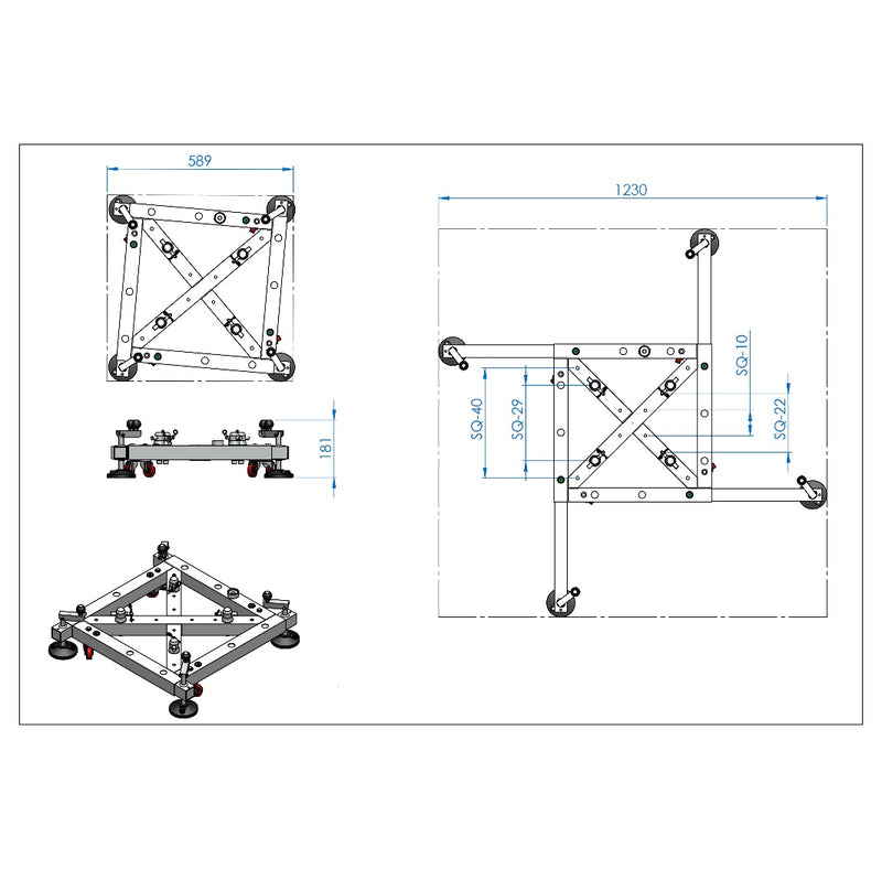 Load image into Gallery viewer, AC-630W/ AC-630WB | Stabilizer base for truss with extendable legs and wheels-FENIX Stage-Concert Gear
