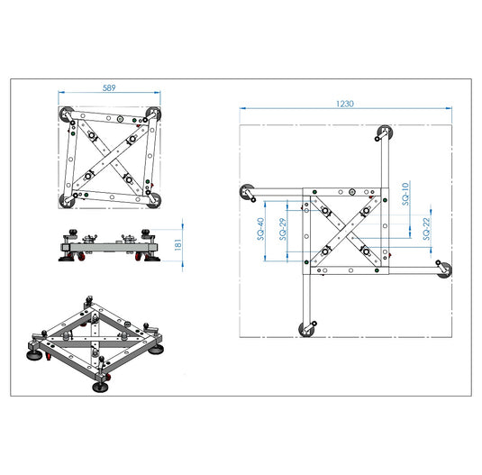 AC-630W/ AC-630WB | Stabilizer base for truss with extendable legs and wheels-FENIX Stage-Concert Gear