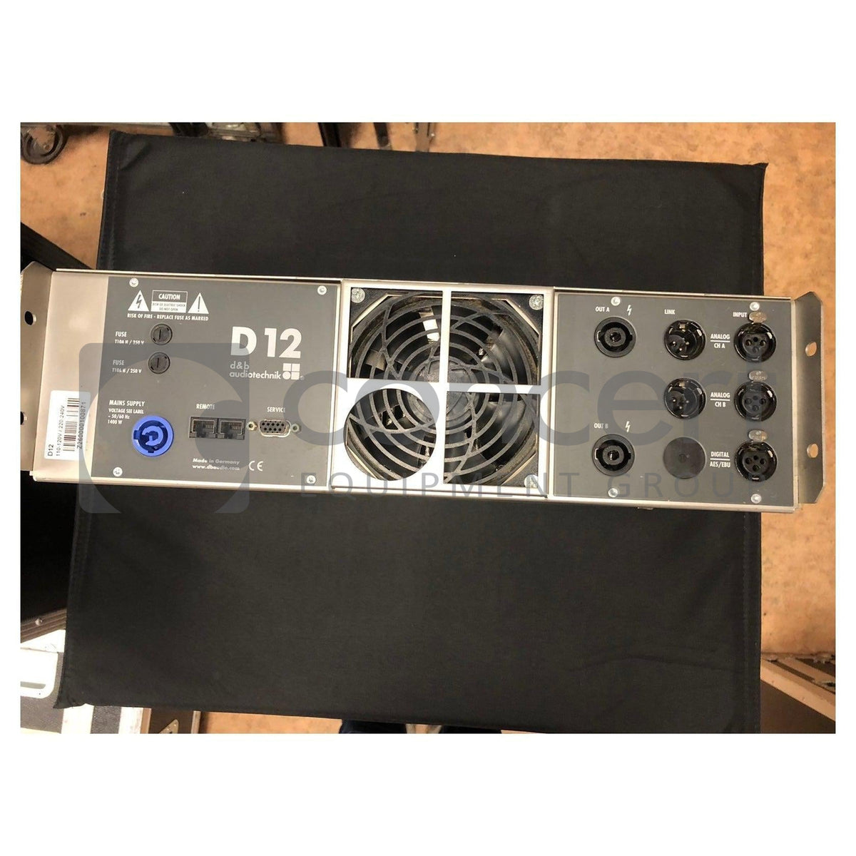 Nl4 Rear d&b D12 amplifier, black front cover, NL4 – Concert Gear